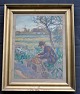 Munk, Anna E. 
(1876 - 1960) 
Denmark: Man 
taking a lunch 
break in the 
countryside. 
Gouache on ...