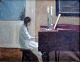 Friis Nybo, 
Poul (1869 - 
1929) Denmark: 
Girl playing 
the piano. Oil 
on canvas. 
Signed. 32 x 41 
...