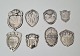 Lot of 8 silver 
coat shield 
Stamped: 830s 
- 826s