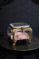 Antique French 
jewelery box in 
bronze and 
faceted glass 
and silk 
cushion at the 
bottom with a 
...