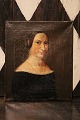 Dekorativt 1800 tals oliemaleri på lærred , portræt af kvinde...