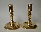A pair of 
Danish brass 
baroque 
candlesticks, 
approx. 1670. 8 
square feet. 
Profiled stem. 
With ...
