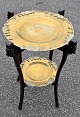 Chinese 
occasion table 
in wood with 
two metal 
dishes, 
19th/20th 
century China. 
Both dishes ...