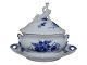Royal 
Copenhagen Blue 
Flower Curved, 
lidded gravy 
boat with putti 
(boy) figurine 
on the ...