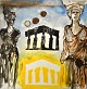 Degett, Karen 
(1954 - 2011) 
Denmark: 
Acropolis. 
Watercolor and 
print on paper. 
Signed: Karen 
...