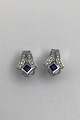 Danish 14 K 
Whitegold Ear 
Studs w Saphir 
& Diamonds 
Measures 2 cm x 
1.2 cm (0.78 
inch x 0.47 ...