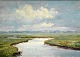 Frost, Sergius 
(1900 - 1994) 
Denmark: Tarm Å 
seen towards 
Skjern, 1970. 
Oil on canvas. 
Signed S. ...