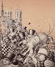 Jeppe Eisner, 
listed Danish 
artist.
Color 
lithograph, 
depicting a 
city festival.
Dating : ...