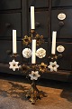 Original, 
antique French 
bronze 
candlestick 
decorated with 
2 large fine 
porcelain 
flowers and 3 
...
