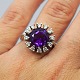 White gold ring 
in 14k, set 
with large 
amethyst and 
diamonds, total 
approx. 0.36 
ct. Ring size 
...