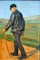 Christiansen, 
Rasmus (1863 - 
1940) Denmark: 
A walking man. 
Oil on 
canvas/glued on 
veneer. Signed 
...