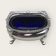 English silver 
salt bowl with 
blue glass 
insert, 
Dimensions: 
3x5.5x4 cm, 
nice used 
condition.