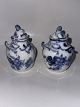 Royal 
Copenhagen: 
Pair of 
Porcelain 
lidded jars 
with Blue 
Flower 
decoration. 
Factory first 
...