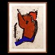 Robert 
Jacobsen, 
1912-1993, 
hand-colored 
etching in 
colors, 
111/125, framed 
in light 
walnut, ...