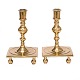 Pair of Danish 
Baroque brass 
castle 
candlesticks 
circa 1750
H: 21cm. Base: 
13,5x13,5cm
