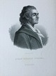 Litografi af 
Em. Bærentzen - 
Portræt af 
Johan Herman 
Wessel.
