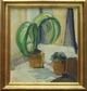 Painting with a 
flower in 
vinduskarm.sign.
 Lau Larsen 
55x45 cm. in 
Damborg 
Framework
