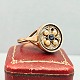 A ring in 9k gold set with sapphire, pearls and diamonds
