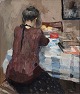 "Interior with 
woman" Oil 
painting on 
canvas in 
silver ...