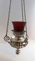 Russland. Räucherlampe mit rotem Glaseinsatz. Einsatz vermutlich nicht original. 
Silber 84 (875). Hergestellt 1878