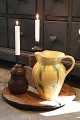 Old Italian wine jug in ceramic with fine yellow glaze and handle...