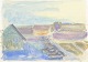 Aksel MøllerLandscape with houses and boats, 1958.Watercolor on paper.Artist: Aksel ...