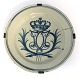 Store 
Kongensgade 
faience. Plate 
decorated in 
blue with 
Christian Vll's 
crowned 
monogram. ...
