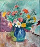 Moe, Andreas 
Carl (1877 - 
1952) Denmark: 
Vase with 
flowers on a 
table. Oil on 
canvas. Signed. 
63 ...