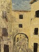 Carl Lang, 
Southern town 
motif, Oil 
painting on 
canvas, 
Dimensions with 
frame 51x43cm
