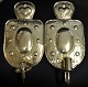 Pair of Swedish candle shields with candlesticks, 19th century. Sweden. With hammered ...