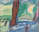 Erik Hoppe 
(1896–1968)
Parti fra 
Søndermarken.
Oil on canvas. 
Ca. 1930s.
A poetic 
modernist ...