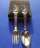 The little Match-Seller children's cutlery in Danish gold-plated solid silver. Set spoon & fork