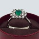 Carl Antonsen; Ring in 14k white gold, set with diamonds and emerald. Around size 61, but ...