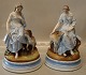 2 Antique European figurines 29 x 18.5 cm Woman with dog ...