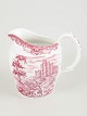 Olde Country Castles, pitcher.Faience pitcher decorated in red transferware with castle motifs ...
