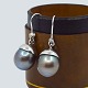 Pair of earrings in 14k white gold adorned with Tahitian pearl and diamond. A total of 2 x 0.03 ...