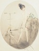 Louis Icart, colour etching “Jeune femme et perroquet”, ...