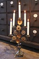Antique, French church candlestick decorated with 8 fine ...