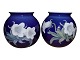 Bing & Grondahl, Two Art Nouveau dark blue vases by ...