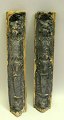 Pair fireplace columns, 17th century. Renaissance. Decorated with hermas and rams. H: 44 cm. ...
