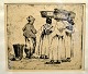 Rohde, Johan (1856 - 1935) Denmark. Farmers at market in Sora. Etching. 16 x 18 cm.Framed: 25 ...