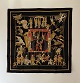 Hermès: Black silk scarf with motif 'Le Temps Des Marionnettes'. 88 x 88 cm. Material: 100% ...
