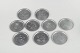 Just Andersen, set of nine pewter coasters.Set of nine pewter coasters with engraved animal ...