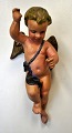 Baroque angel, 18th century. In cast painted pewter. With wings. H.: 28 cm.Rare!