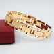 Bracelet of 14k gold. Clasp with two safety catches.L. 18 cm. W. 1,3 cm. 27,6 gram.Stamped ...