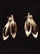 8 carat gold earring clip 2.7 x 1.3 cm. with small pearl from goldsmith Hermen Siersbol ...