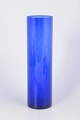 Scandinavian art glass vase.Tall cylindrical vase in mouth-blown cobalt blue glass with a ...
