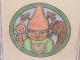 Henry Heerup (1907-1993) small original drawing, oil crayon on paper, with motif of a pixie ...