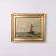 Marine painting with a sailing ship motif executed on canvas from the 1890s. The painting is ...