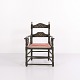 Antique Norwegian folk chair in painted wood, dated 1872. The chair features traditional carved ...